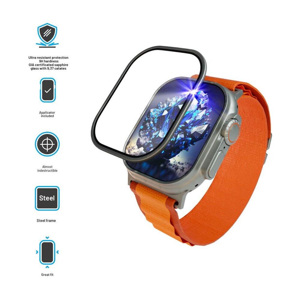 FIXED-safirove-sklo-pro-Apple-Watch-Ultra-s-ocelovym-rameckem