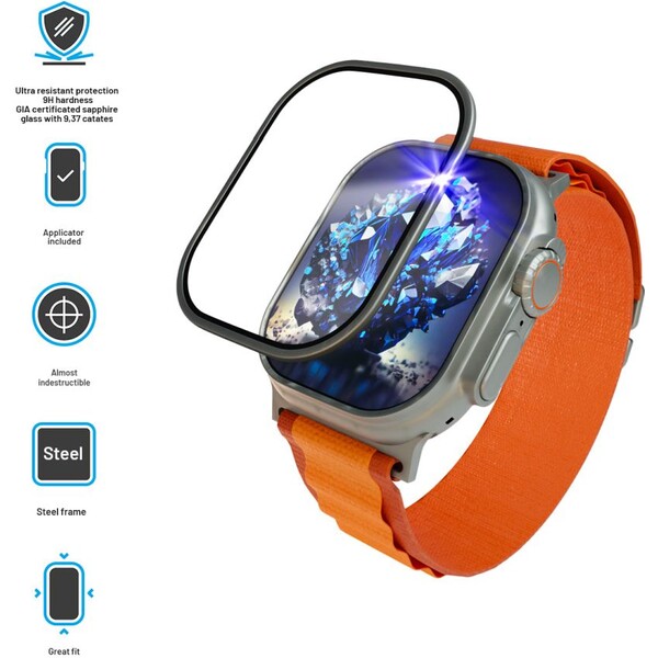 FIXED-safirove-sklo-pro-Apple-Watch-Ultra-s-ocelovym-rameckem