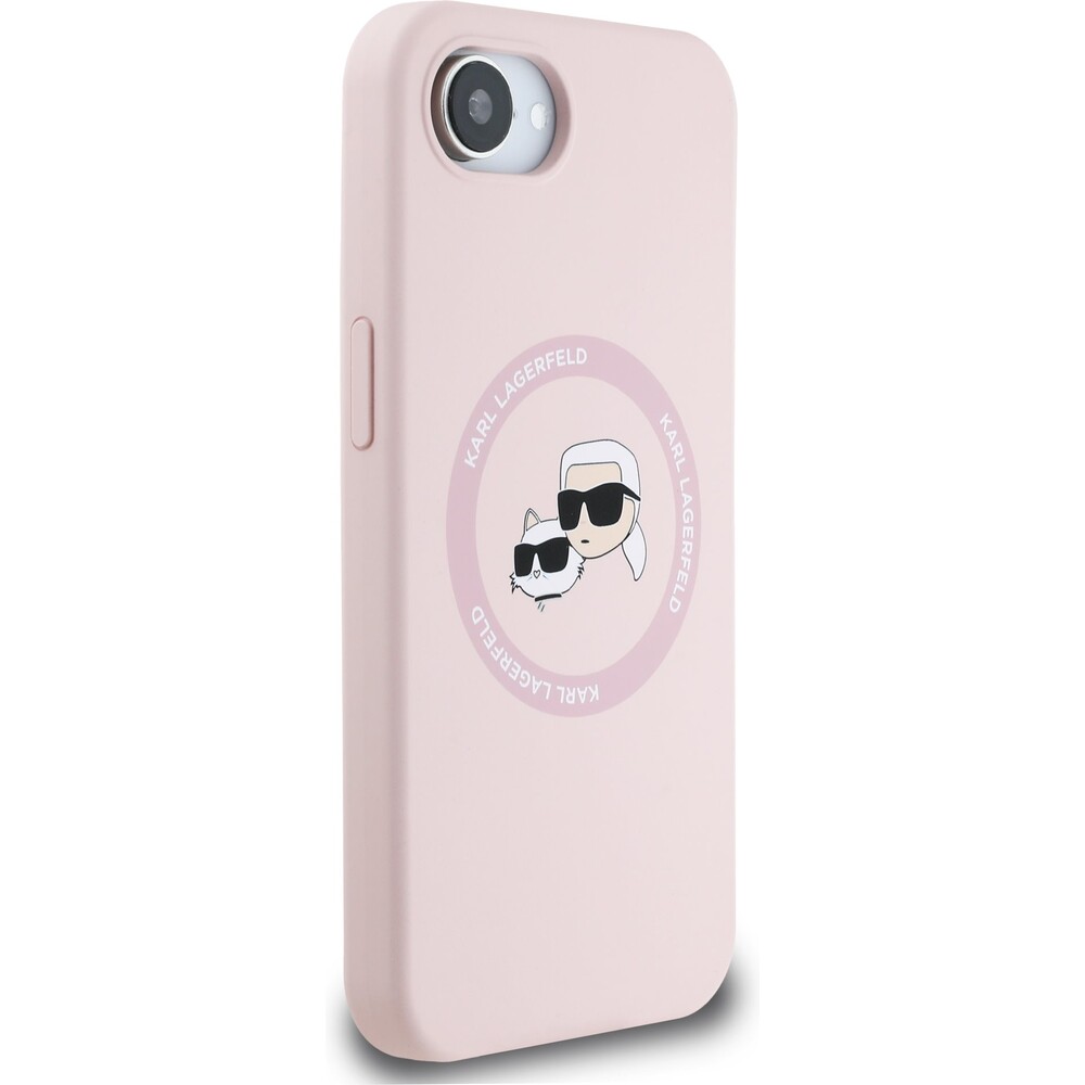 Karl-Lagerfeld-Liquid-Silicone-K-CH-Heads-MagSafe-kryt-iPhone-17e-16e-ruzovy