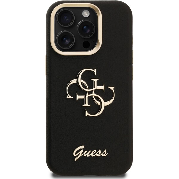 Guess-PU-Grained-4G-Logo-Stand-Camera-Frame-kryt-iPhone-15-Pro-cerny