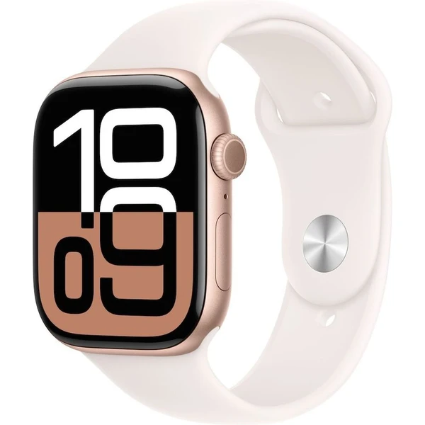 Apple Watch Series 10 Cellular 42mm Růžově zlatý hliník se světle ruměnným sportovním řemínkem S/M - Chytré hodinky - Hlavní obrázek