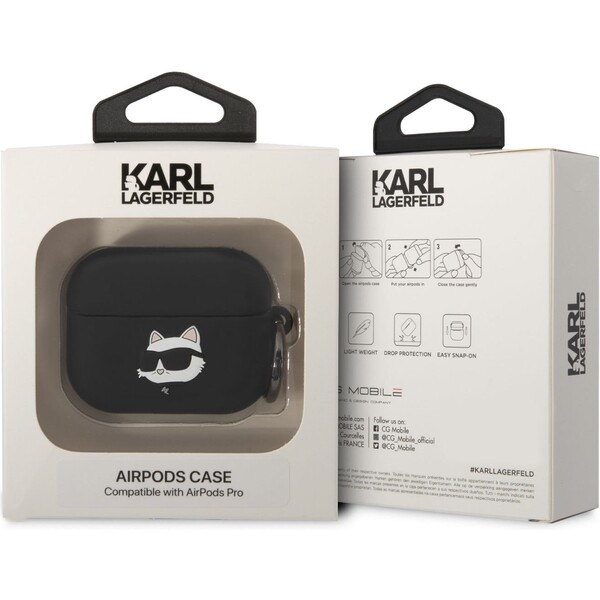 Karl-Lagerfeld-3D-Logo-NFT-Choupette-Head-Silikonove-pouzdro-Airpods-Pro-cerne
