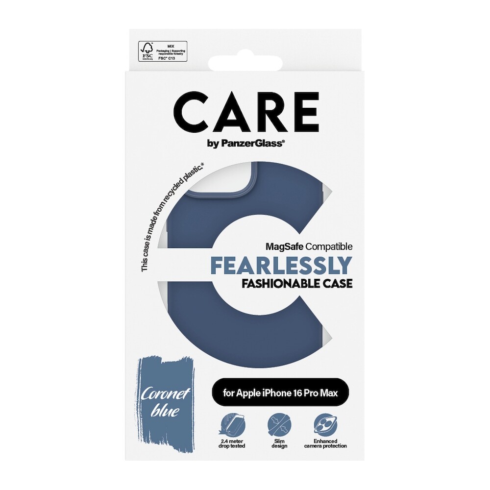 PanzerGlass-CARE-kryt-Apple-iPhone-16-Pro-Max-MagSafe-Fearlessly-modry