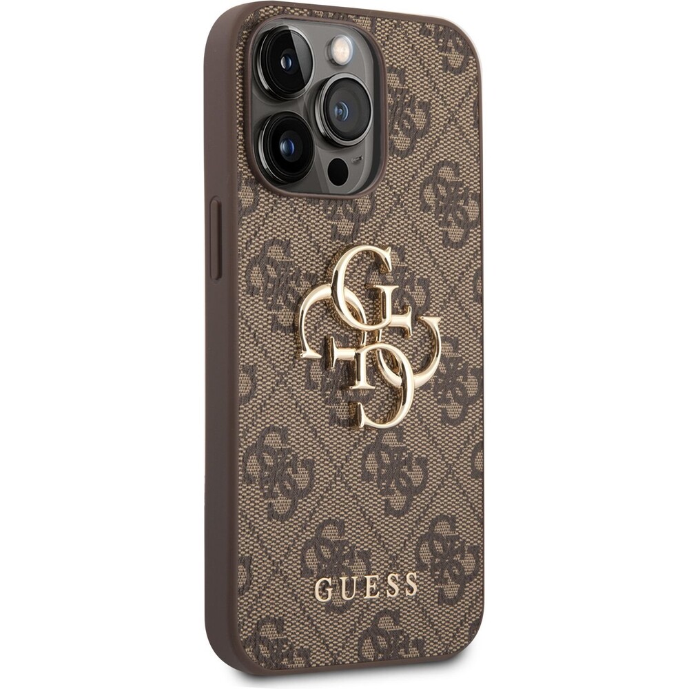 Guess-PU-4G-Metal-Logo-kryt-iPhone-14-Pro-Max-hnedy