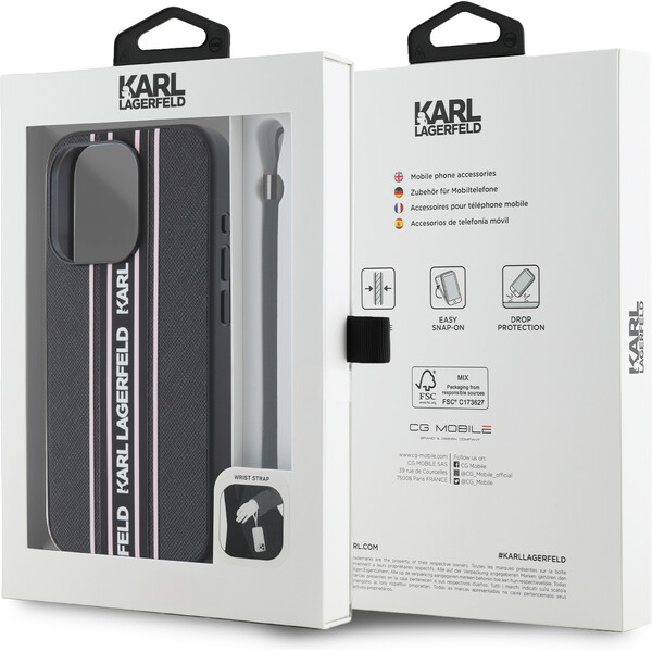 Karl-Lagerfeld-PU-Saffiano-Athleisure-Stripe-and-Strap-zadni-kryt-iPhone-15-Pro-Max-ruzovy