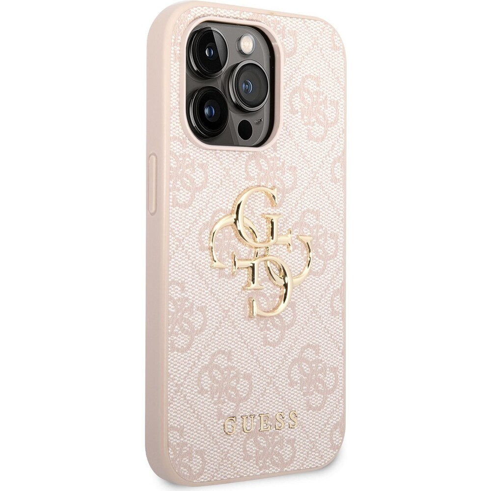 Guess-PU-4G-Metal-Logo-kryt-iPhone-14-Pro-ruzovy