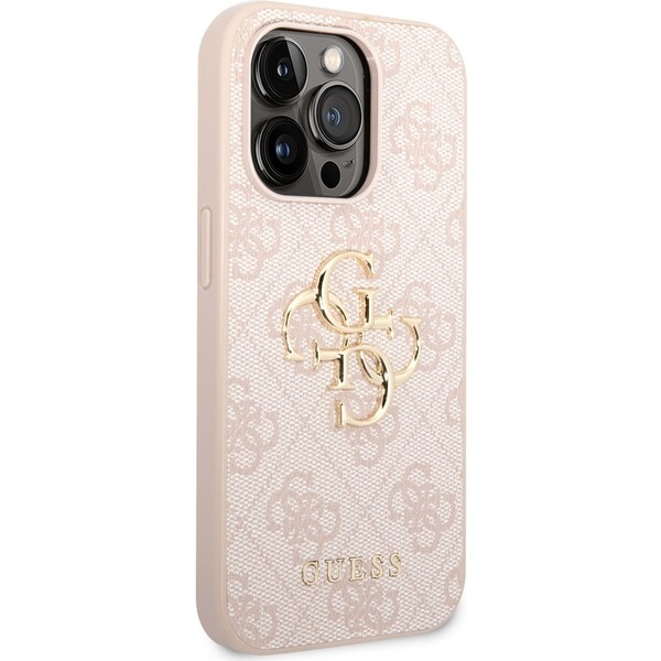 Guess-PU-4G-Metal-Logo-kryt-iPhone-14-Pro-ruzovy