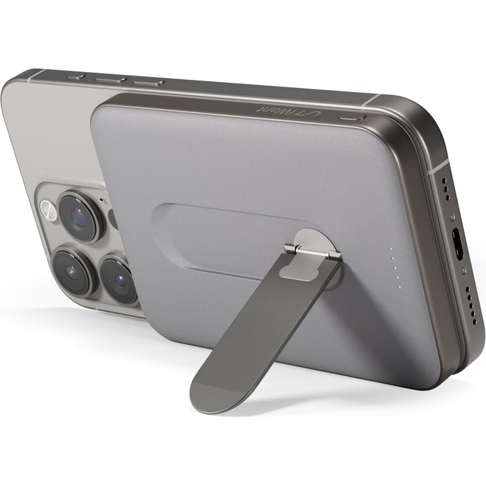 iWant-Qi2-5000mAh-hlinikova-Mag-MagSafe-powerbanka-se-stojankem-titanova