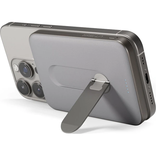 iWant-Qi2-5000mAh-hlinikova-Mag-MagSafe-powerbanka-se-stojankem-titanova