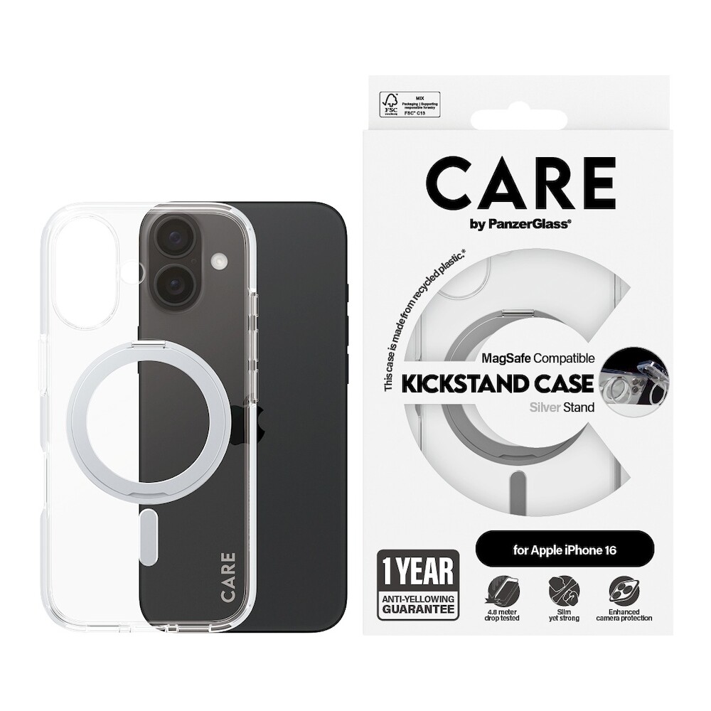 PanzerGlass-CARE-kryt-Apple-iPhone-16-MagSafe-KickStand-ciry-sedy