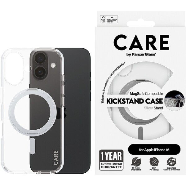 PanzerGlass-CARE-kryt-Apple-iPhone-16-MagSafe-KickStand-ciry-sedy