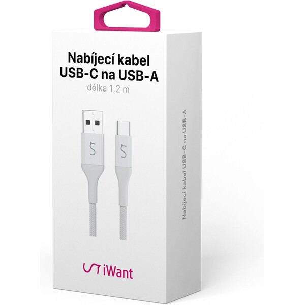 iWant-USB-C-USB-A-napajeci-kabel-18W-1-2-m-bily