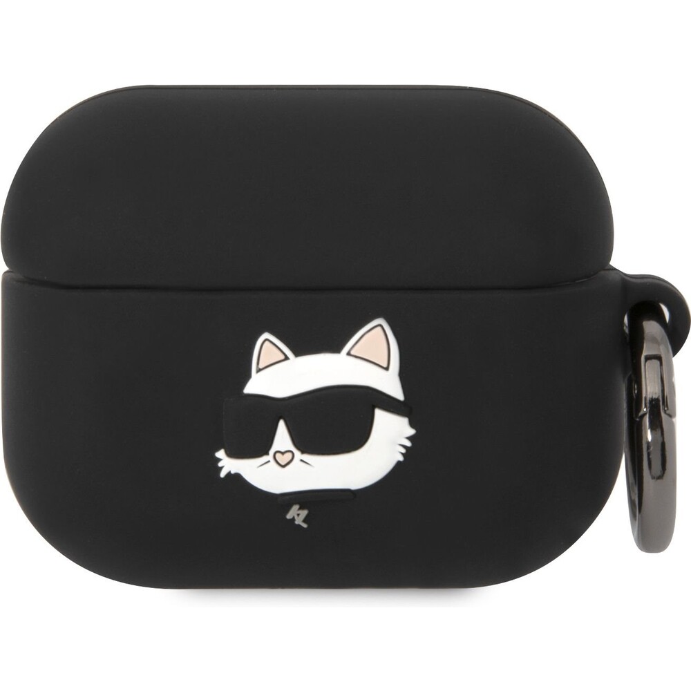 Karl-Lagerfeld-3D-Logo-NFT-Choupette-Head-Silikonove-pouzdro-Airpods-Pro-cerne