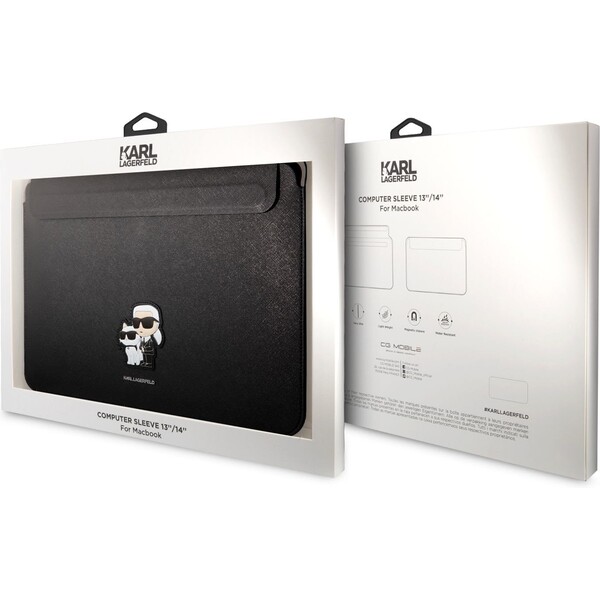 Karl-Lagerfeld-Saffiano-Karl-and-Choupette-NFT-Computer-Sleeve-13-14-cerne