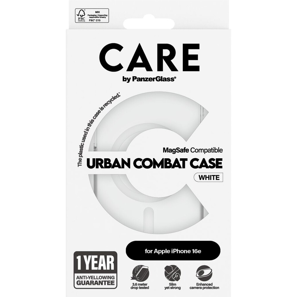 PanzerGlass-CARE-kryt-Apple-iPhone-17e-16e-MagSafe-Urban-Combat-ciry-bily