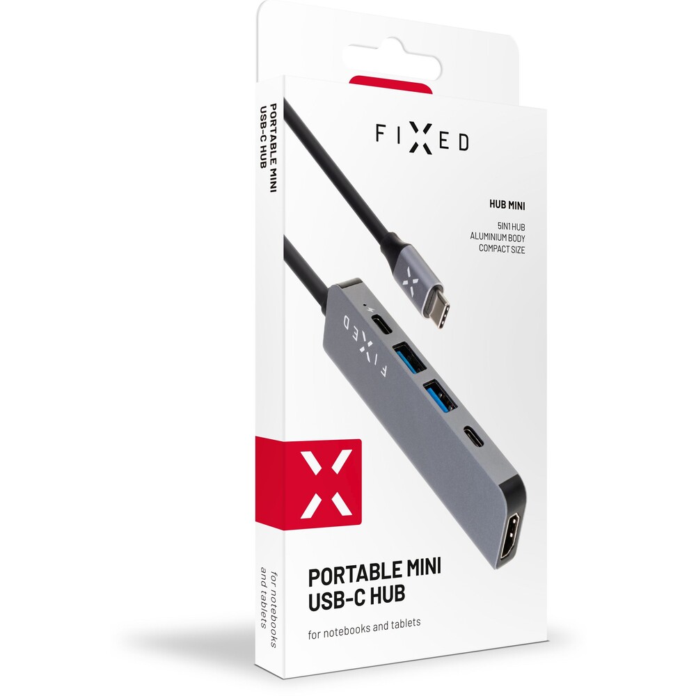 FIXED-USB-C-HUB-Mini-5-portovy-pro-notebooky-a-tablety-sedy