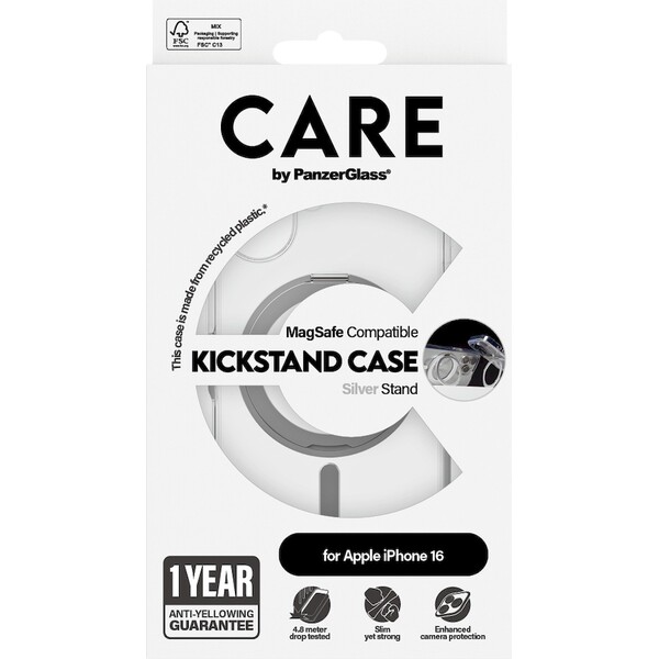 PanzerGlass-CARE-kryt-Apple-iPhone-16-MagSafe-KickStand-ciry-sedy