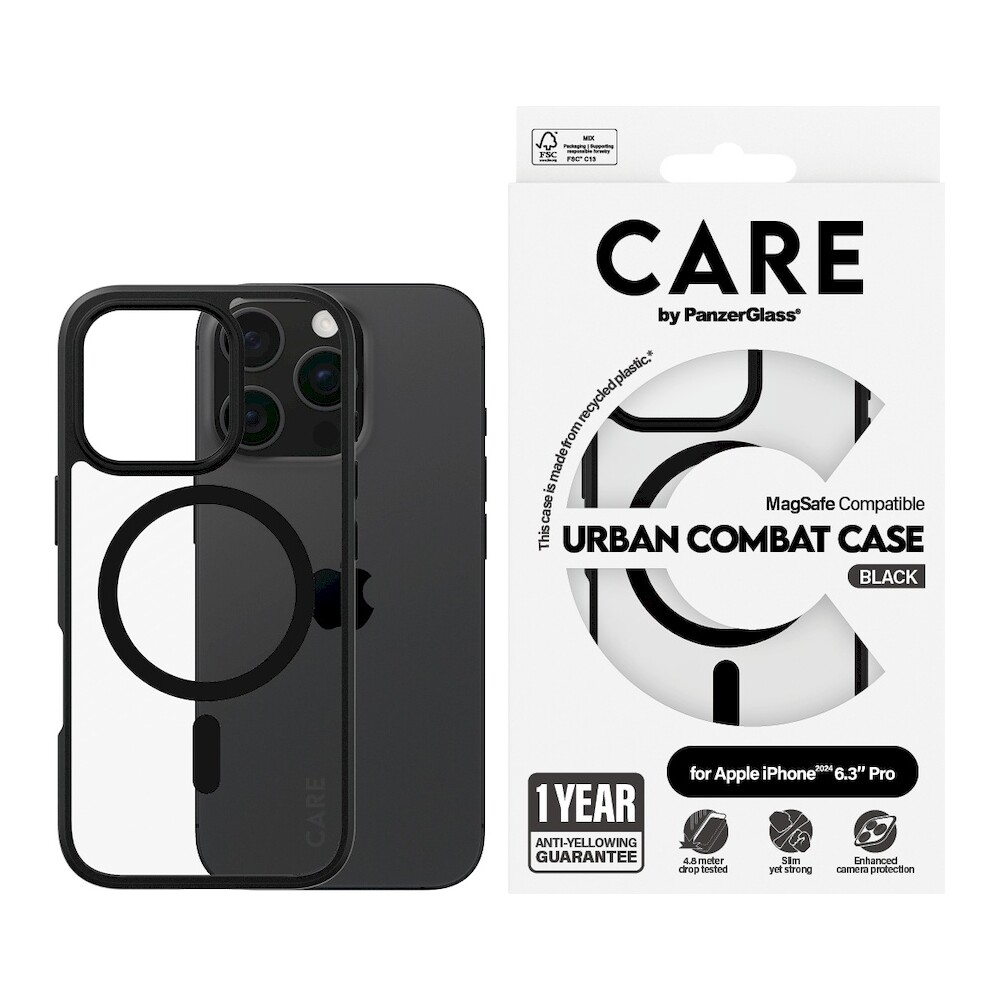 PanzerGlass-CARE-kryt-Apple-iPhone-16-Pro-MagSafe-Urban-Combat-cerny-cerny