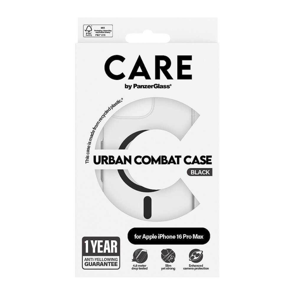 PanzerGlass-CARE-kryt-Apple-iPhone-16-Pro-Max-MagSafe-Urban-Combat-ciry-cerny