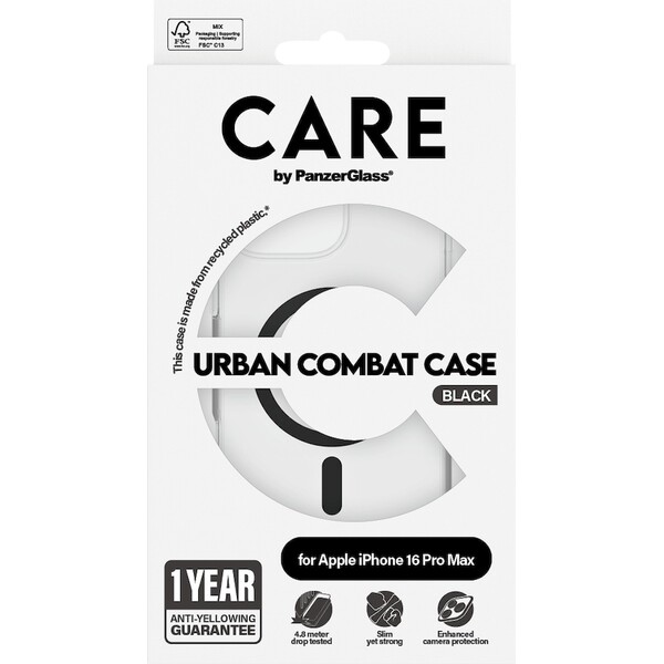 PanzerGlass-CARE-kryt-Apple-iPhone-16-Pro-Max-MagSafe-Urban-Combat-ciry-cerny
