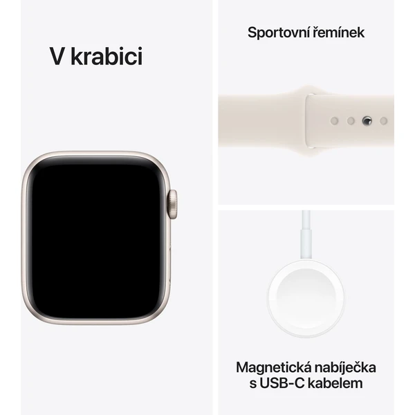 Apple Watch SE (2024) Cellular 40mm Hvězdně bílý hliník s hvězdně bílým sportovním řemínkem S/M - Chytré hodinky - Obrázek CDQ7000K01