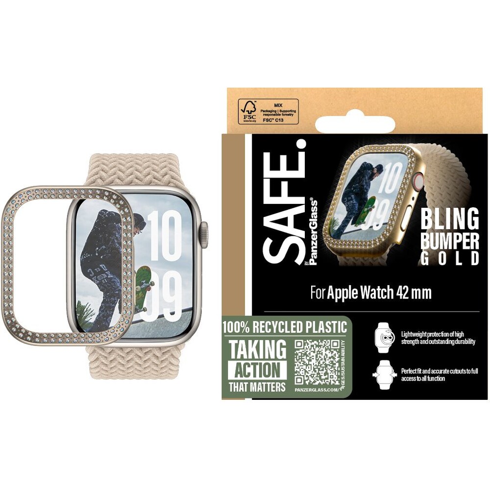 PanzerGlass-SAFE-Apple-Watch-10-11-42mm-bumper-trpytive-zlaty-ramecek
