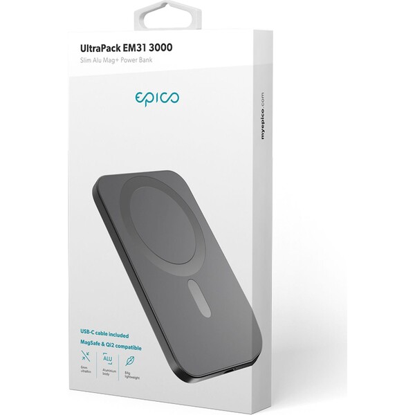 Epico-UltraPack-Slim-3000mAh-hlinikova-Mag-bezdratova-powerbanka-EM31-vesmirne-seda