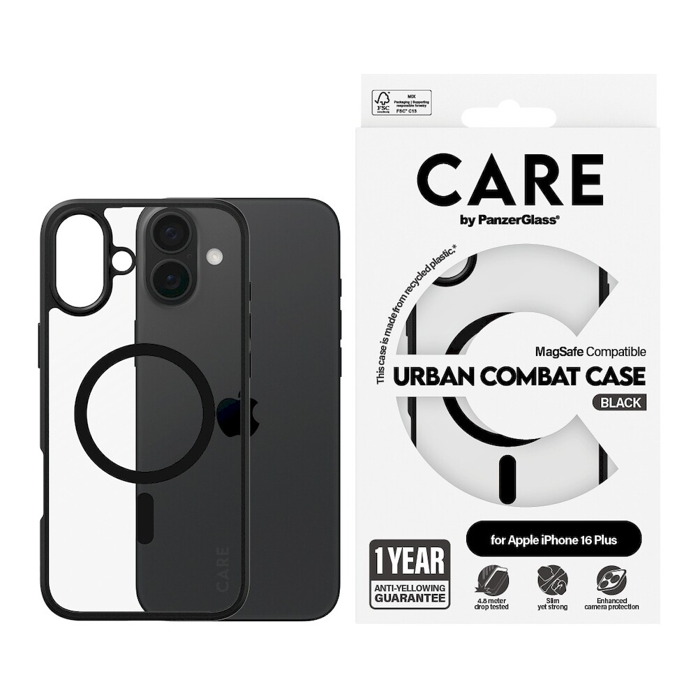 PanzerGlass-CARE-kryt-Apple-iPhone-16-Plus-MagSafe-Urban-Combat-cerny-cerny