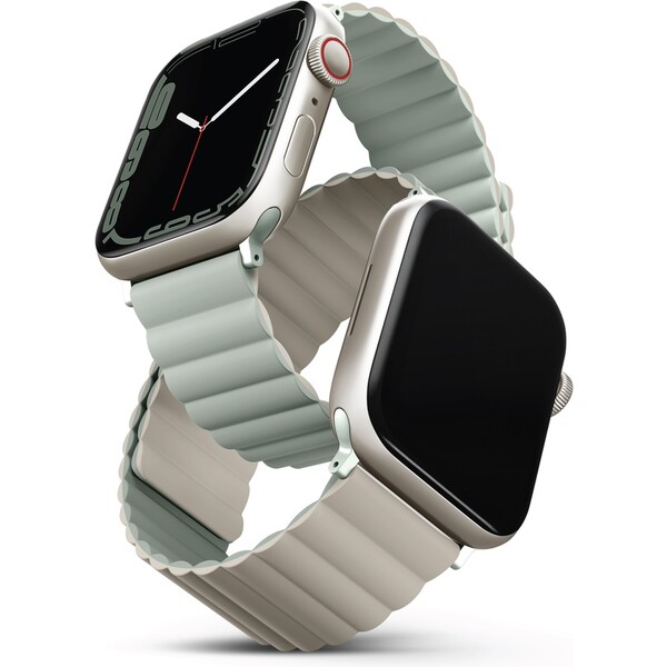 UNIQ-Revix-oboustranny-reminek-pro-Apple-Watch-42-41-40-38mm-Sage-sedolozeny-bezovy-