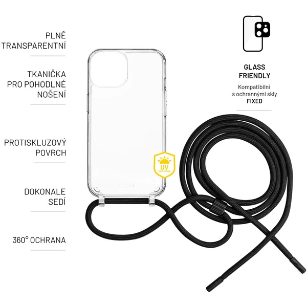 FIXED Pure Neck kryt s černou šňůrkou na krk pro Apple iPhone 13 Pro Max - Pouzdra - Obrázek D8Q1000601