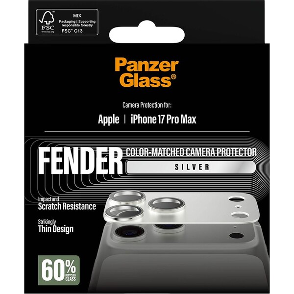 PanzerGlass-FENDER-hlinikova-ochrana-fotoaparatu-Apple-iPhone-17-Pro-Max-stribrna