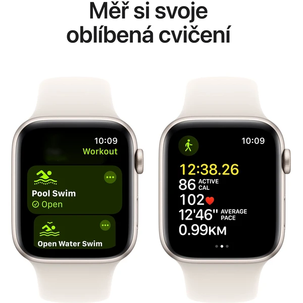 Apple Watch SE (2024) Cellular 40mm Hvězdně bílý hliník s hvězdně bílým sportovním řemínkem S/M - Chytré hodinky - Obrázek DDQ7000K01