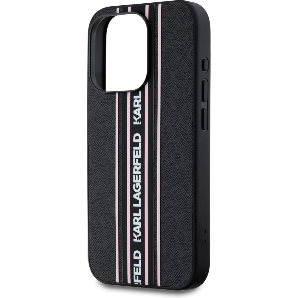Karl-Lagerfeld-PU-Saffiano-Athleisure-Stripe-and-Strap-zadni-kryt-iPhone-15-Pro-Max-ruzovy