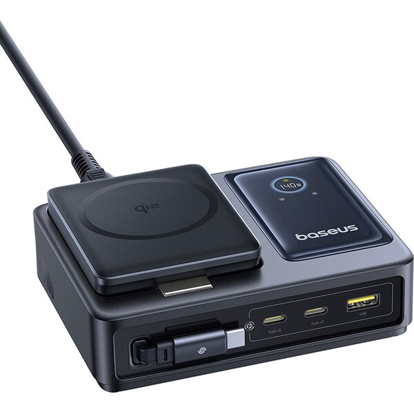 Baseus-Nomos-Qi2-nabijeci-stanice-140W-3xUSB-C-USB-A-s-vysuvnym-kabelem-USB-C-sitovy-kabel-1m-cerna