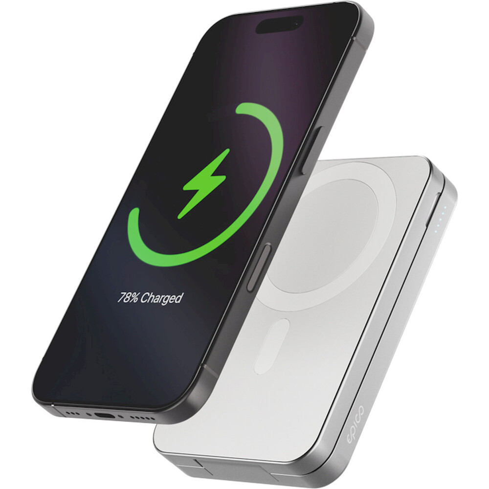 Epico-UltraBase-4v1-Qi2-MagSafe-powerbanka-bezdratova-nabijecka-8000mAh-bila