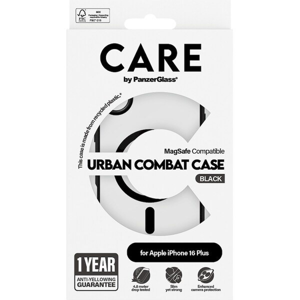 PanzerGlass-CARE-kryt-Apple-iPhone-16-Plus-MagSafe-Urban-Combat-cerny-cerny