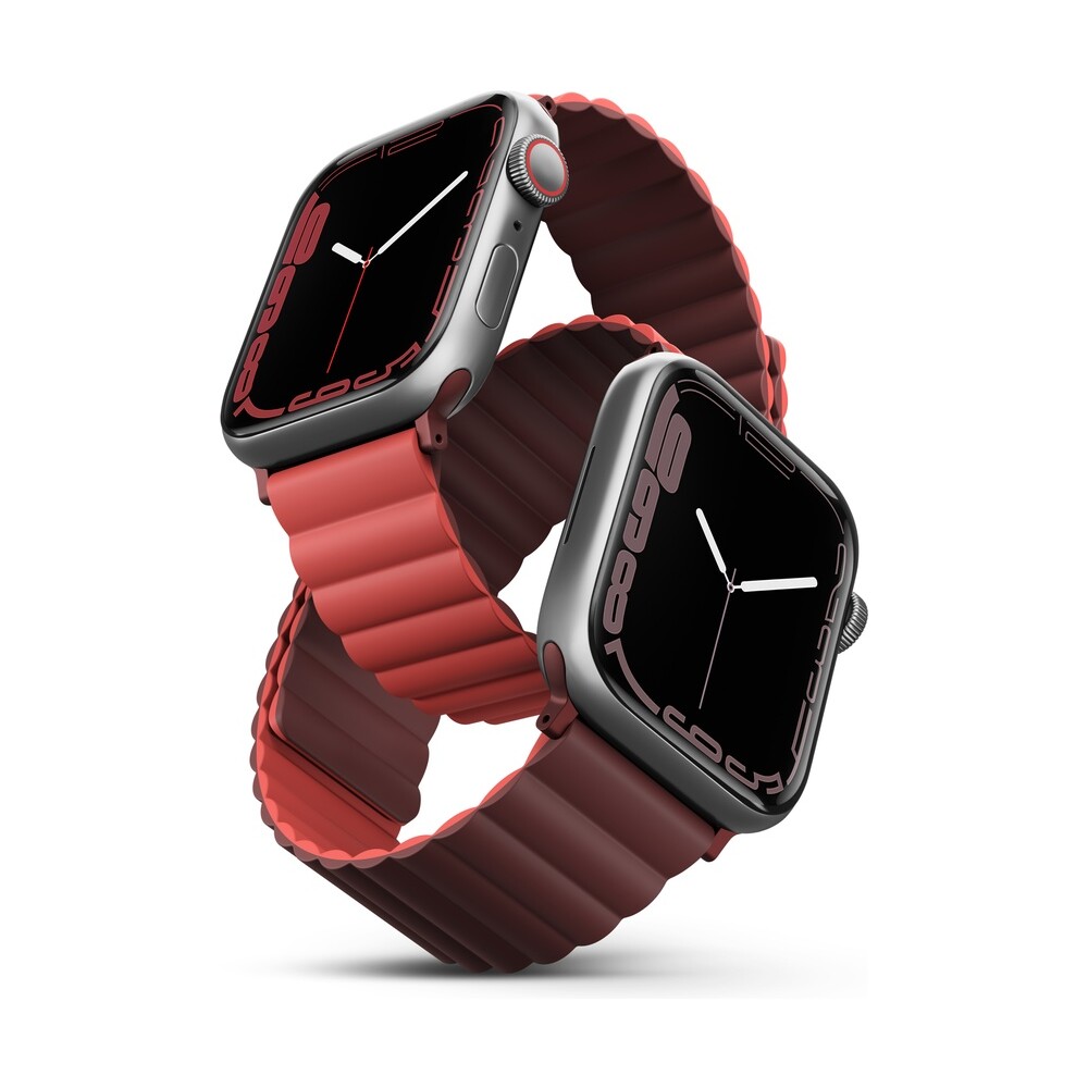 UNIQ-Revix-oboustranny-reminek-pro-Apple-Watch-42-41-40-38mm-Burgundy-kastanovy-koralovy-