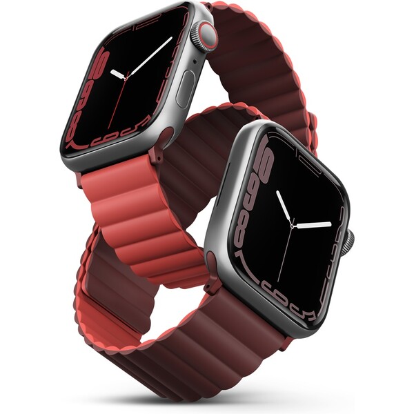 UNIQ-Revix-oboustranny-reminek-pro-Apple-Watch-42-41-40-38mm-Burgundy-kastanovy-koralovy-