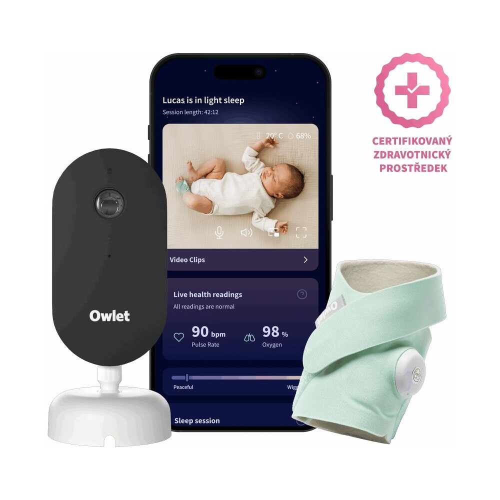 Owlet-Dream-Duo-3-gen-chytra-ponozka-Owlet-Dream-Sock-kamera-Owlet-Dream-Sight-zelena