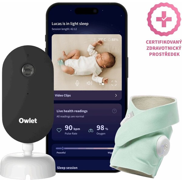 Owlet-Dream-Duo-3-gen-chytra-ponozka-Owlet-Dream-Sock-kamera-Owlet-Dream-Sight-zelena