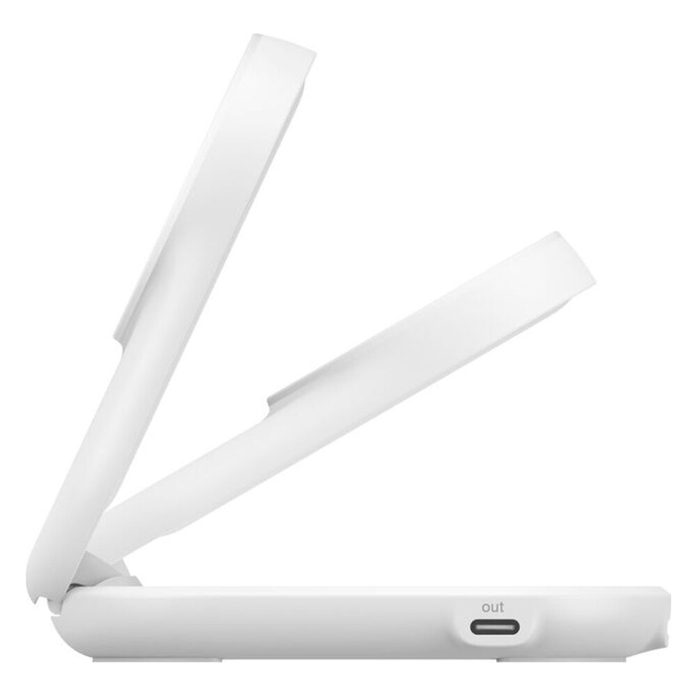 Belkin-UltraCharge-Qi2-25W-2v1-MagSafe-nabijecka-pro-iPhone-AirPods-s-USB-C-bila