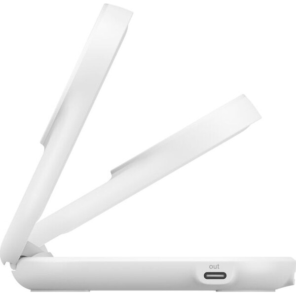 Belkin-UltraCharge-Qi2-25W-2v1-MagSafe-nabijecka-pro-iPhone-AirPods-s-USB-C-bila