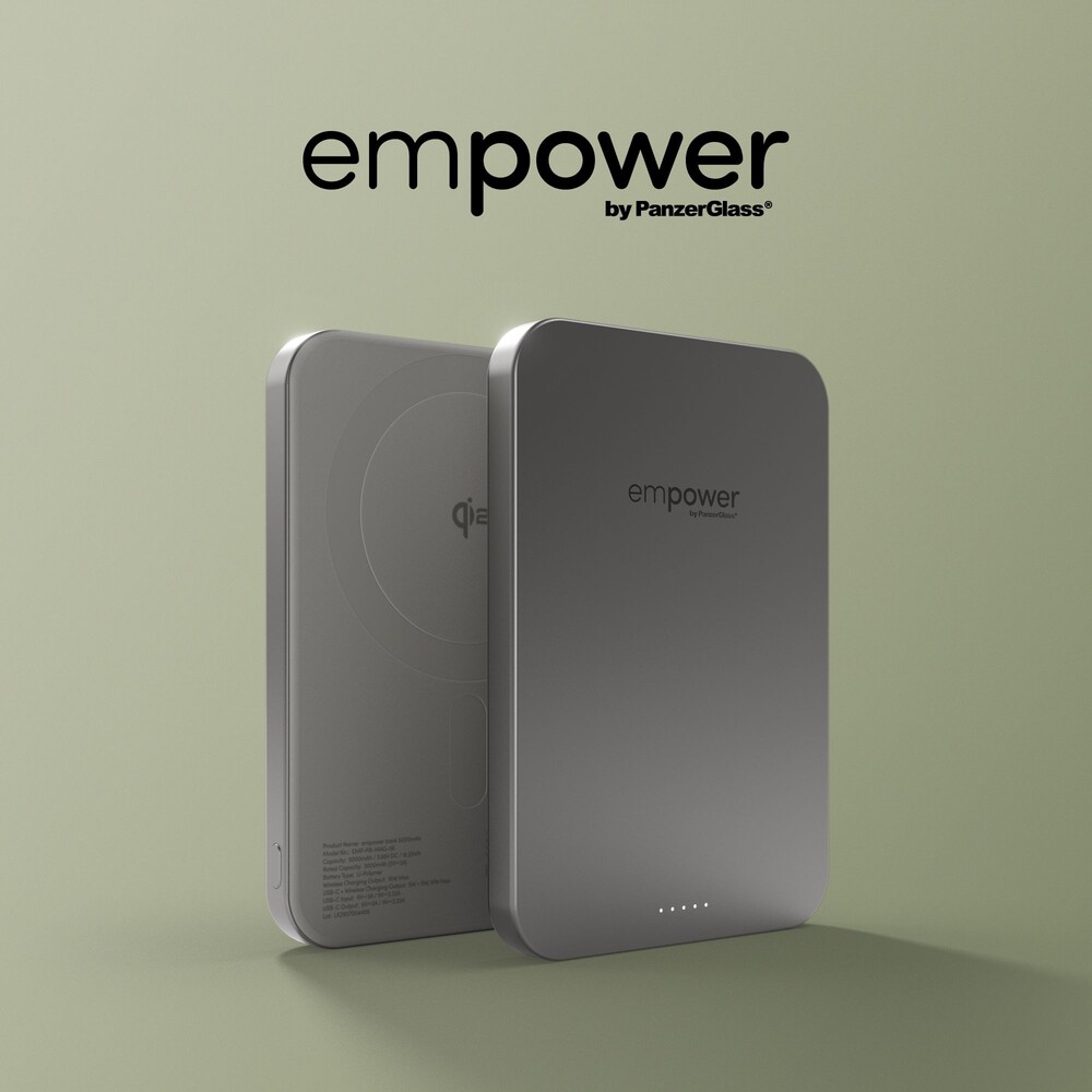 PanzerGlass-empower-bezdratova-Qi2-powerbanka-5000-mAh-MagSafe-seda