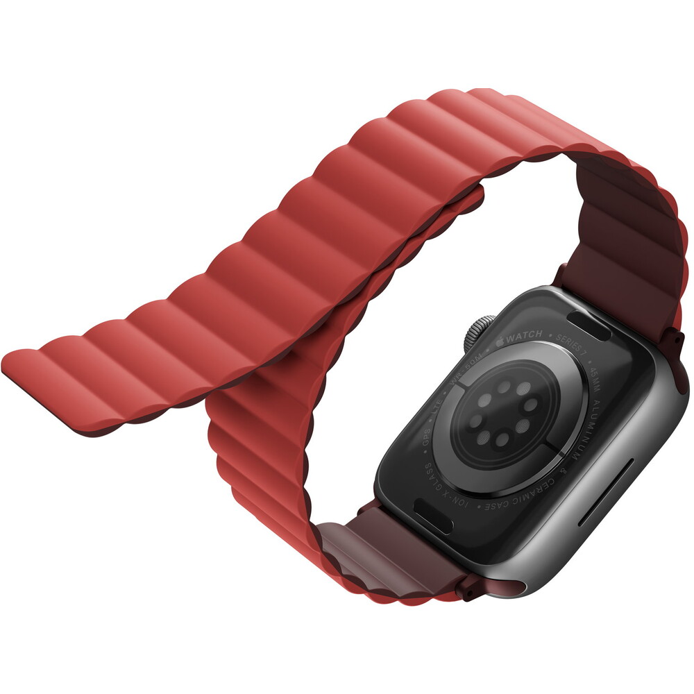 UNIQ-Revix-oboustranny-reminek-pro-Apple-Watch-42-41-40-38mm-Burgundy-kastanovy-koralovy-