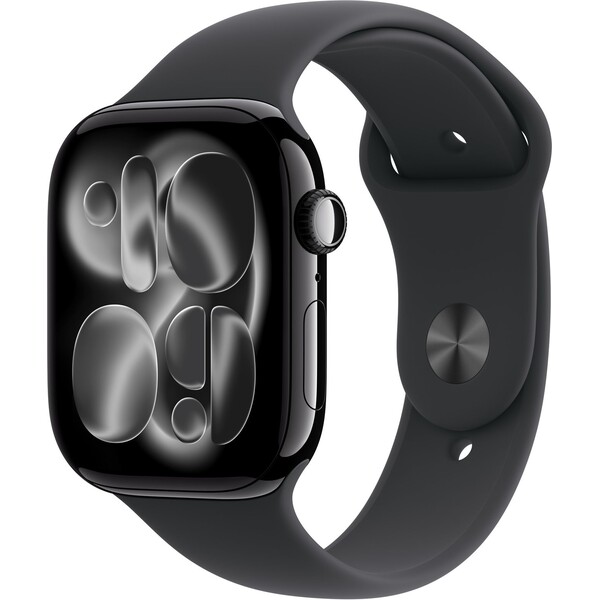 Apple-Watch-Series-11-42mm-Klavirne-cerny-hlinik-s-cernym-sportovnim-reminkem-S-M