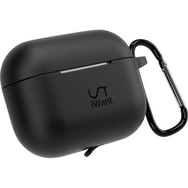 iWant-Airpods-Pro-3-silikonove-pouzdro-s-karabinou-cerne