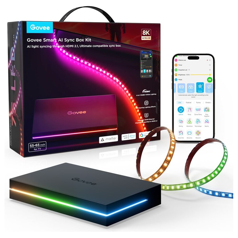 Govee-AI-Sync-Box-2-Smart-TV-RGBICW-podsvetleni-55-65