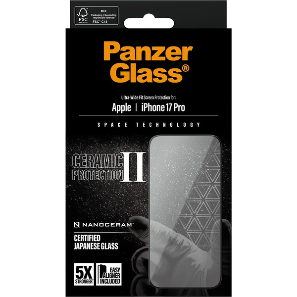 PanzerGlass® Ceramic II sklo Apple iPhone 17 Pro s instalačním rámečkem - Ochranné folie a skla - Obrázek ETEH000K01