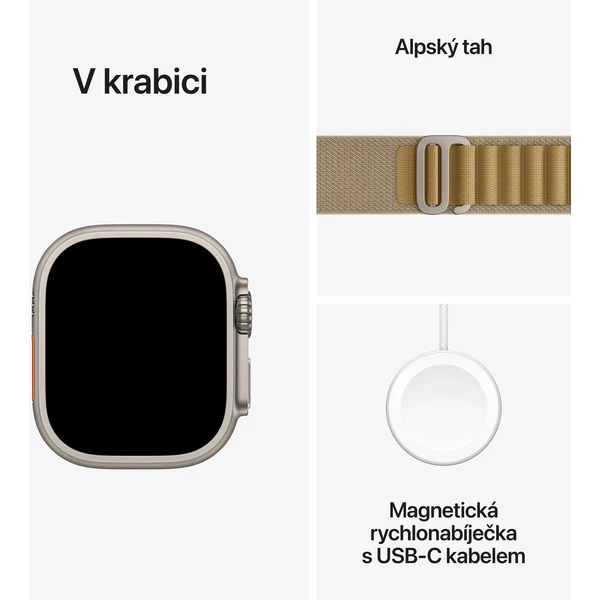 Apple Watch Ultra 2 (2024) 49mm Přírodní titan se žlutohnědým alpským tahem S - Chytré hodinky - Obrázek ETQ7000K01
