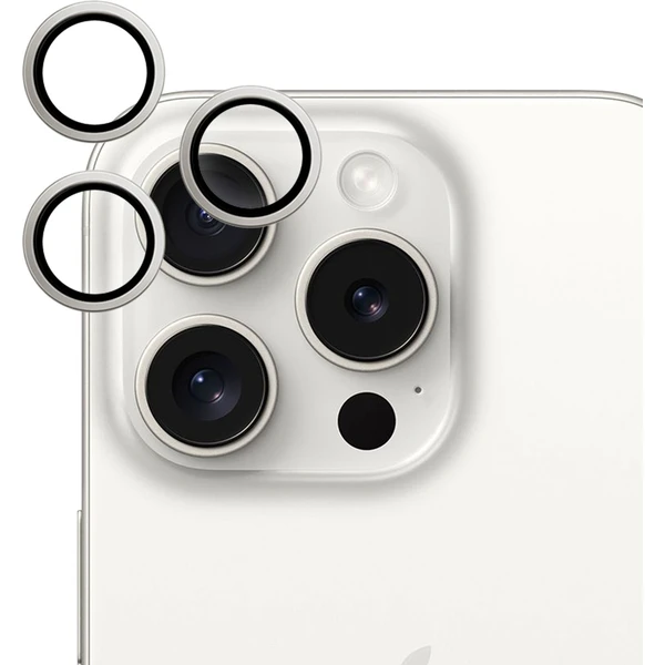 iWant ochrana čoček na kameru iPhone 15 Pro/15 Pro Max stříbrná - Ochranné folie a skla - Hlavní obrázek